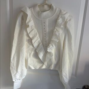 Zara White Ruffled Sweater